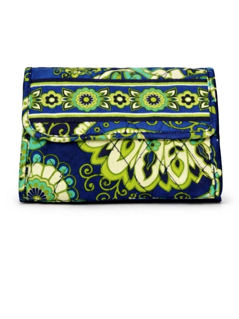 Vera Bradley Rhythm & Blues Tri-Fold Wallet – Cobalt Blue Green Floral